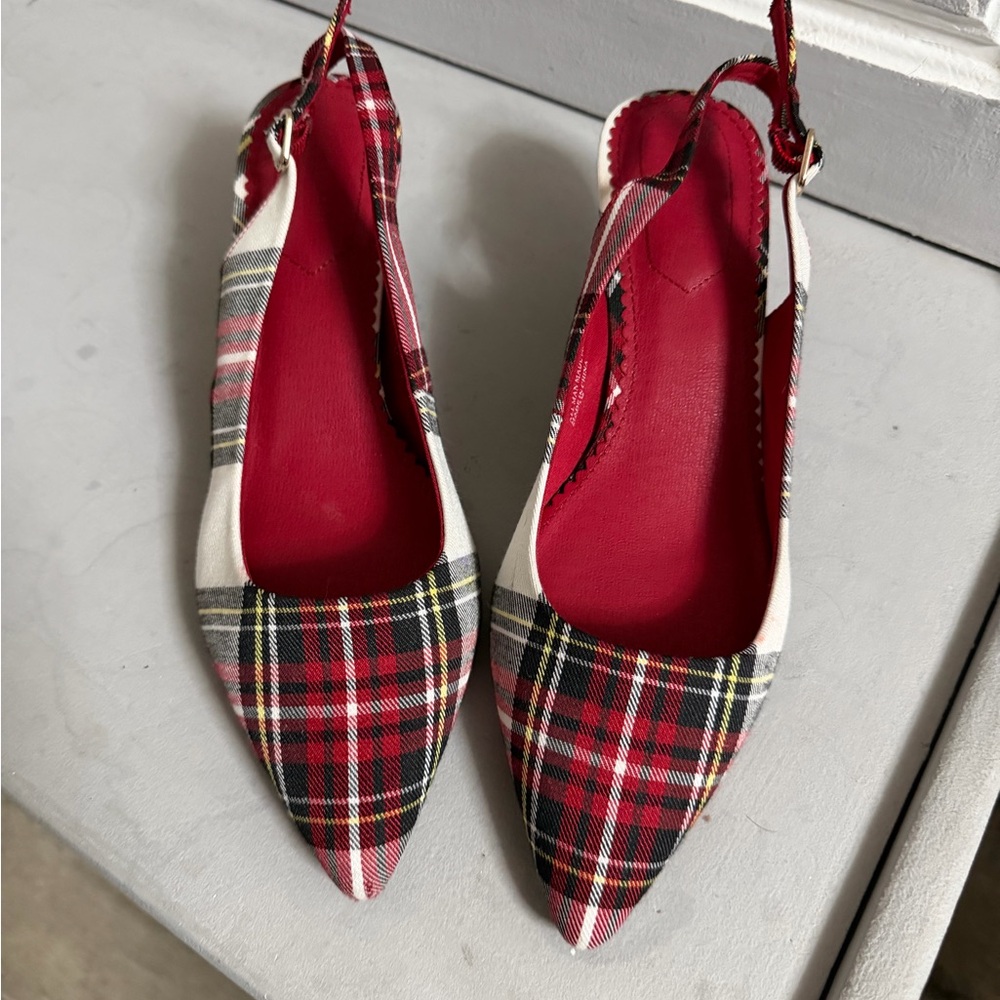Isaac Mizrahi Tartan Slingback Flats